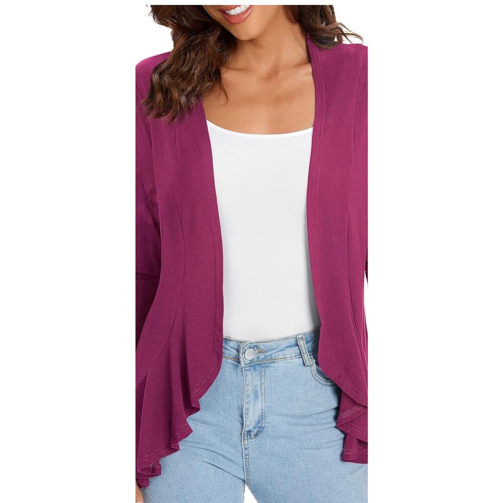 NWT Urban CoCo Women's Open Front Cardigan Long Sleeve Irregular Hem Pink XL - Picture 4 of 14